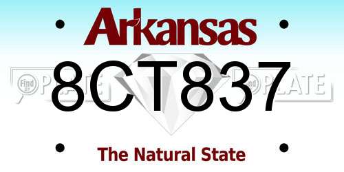 8CT837 Arkansas License Plate