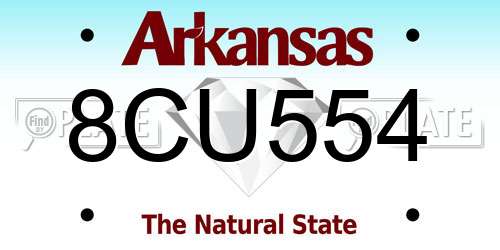 8CU554 Arkansas License Plate