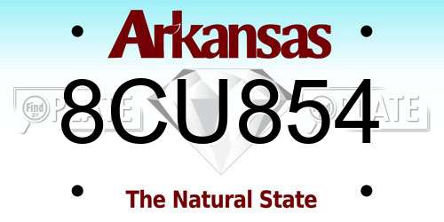 8CU854 Arkansas License Plate