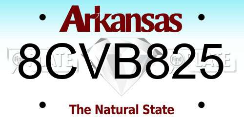 8CVB825 Arkansas License Plate