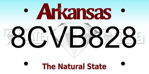 8CVB828 Arkansas License Plate