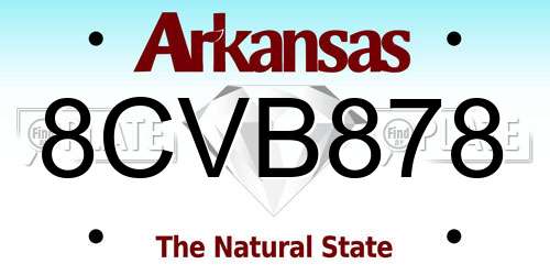 8CVB878 Arkansas License Plate