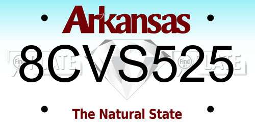 8CVS525 Arkansas License Plate