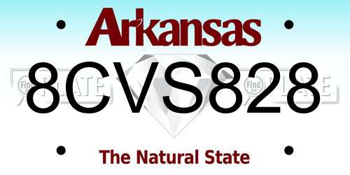 8CVS828 Arkansas License Plate