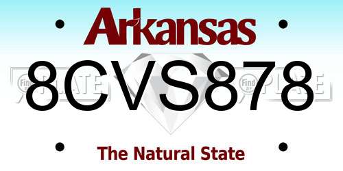 8CVS878 Arkansas License Plate