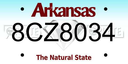8CZ8034 Arkansas License Plate