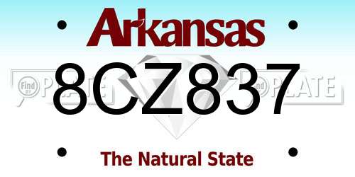 8CZ837 Arkansas License Plate