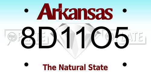 8D11O5 Arkansas License Plate