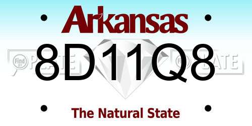 8D11Q8 Arkansas License Plate