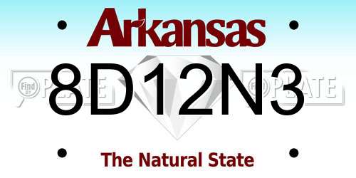 8D12N3 Arkansas License Plate