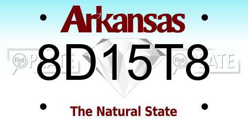 8D15T8 Arkansas License Plate