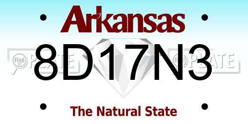 8D17N3 Arkansas License Plate