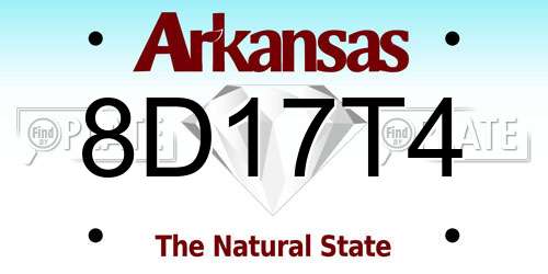 8D17T4 Arkansas License Plate