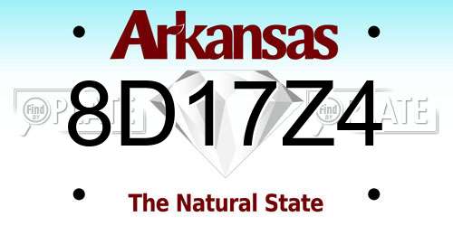 8D17Z4 Arkansas License Plate
