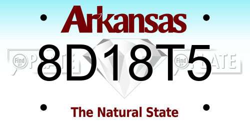 8D18T5 Arkansas License Plate