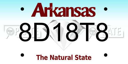 8D18T8 Arkansas License Plate