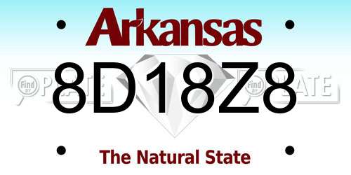 8D18Z8 Arkansas License Plate