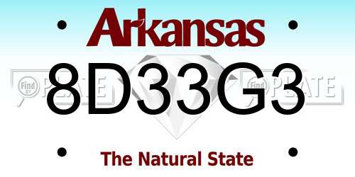 8D33G3 Arkansas License Plate