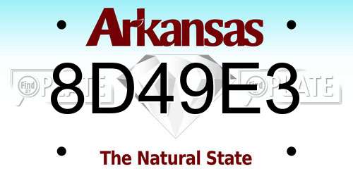 8D49E3 Arkansas License Plate
