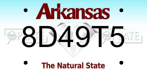 8D49T5 Arkansas License Plate
