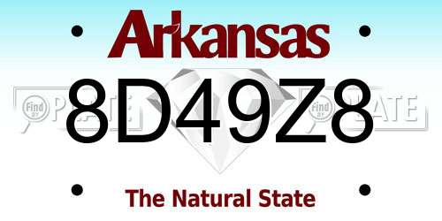 8D49Z8 Arkansas License Plate
