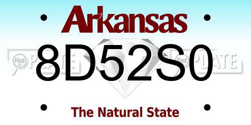8D52S0 Arkansas License Plate