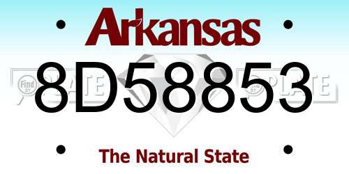 8D58853 Arkansas License Plate