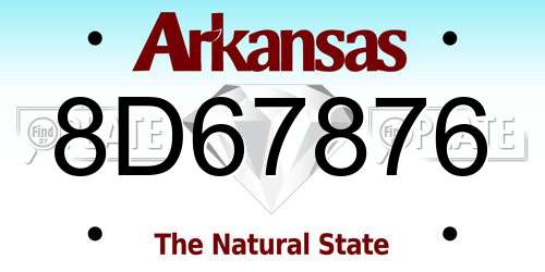 8D67876 Arkansas License Plate