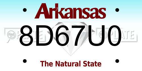 8D67U0 Arkansas License Plate