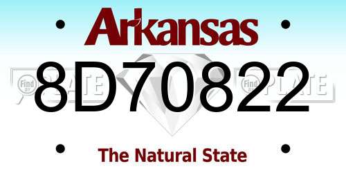 8D70822 Arkansas License Plate