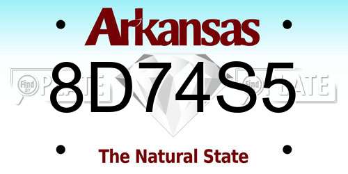 8D74S5 Arkansas License Plate