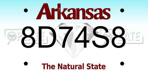 8D74S8 Arkansas License Plate