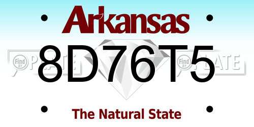 8D76T5 Arkansas License Plate
