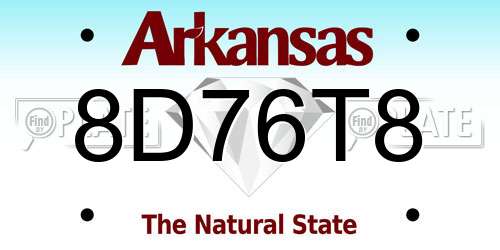 8D76T8 Arkansas License Plate