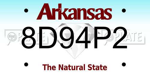 8D94P2 Arkansas License Plate