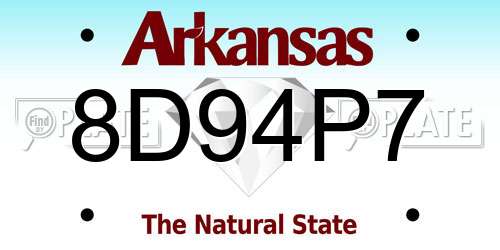 8D94P7 Arkansas License Plate