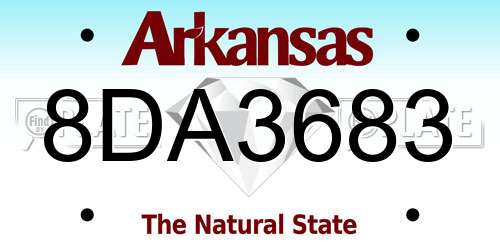 8DA3683 Arkansas License Plate