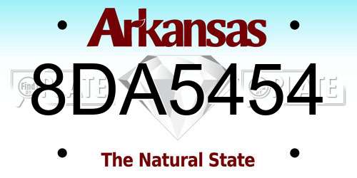 8DA5454 Arkansas License Plate