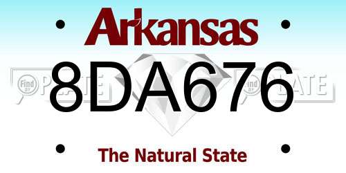 8DA676 Arkansas License Plate
