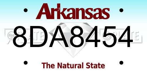 8DA8454 Arkansas License Plate