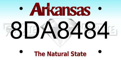 8DA8484 Arkansas License Plate