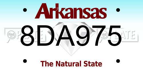 8DA975 Arkansas License Plate