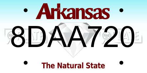 8DAA720 Arkansas License Plate
