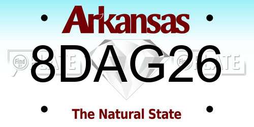 8DAG26 Arkansas License Plate