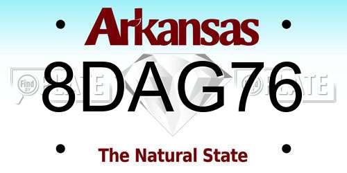 8DAG76 Arkansas License Plate