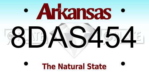 8DAS454 Arkansas License Plate
