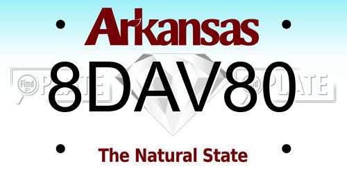 8DAV80 Arkansas License Plate