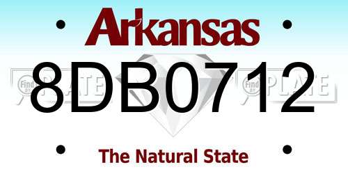 8DB0712 Arkansas License Plate