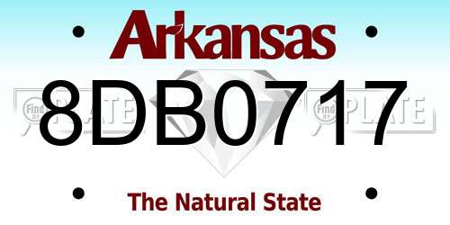 8DB0717 Arkansas License Plate