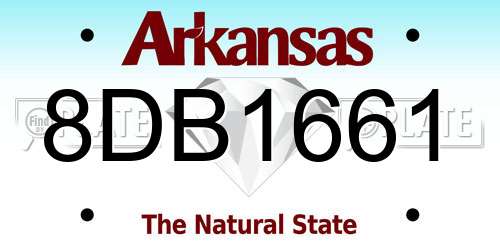 8DB1661 Arkansas License Plate